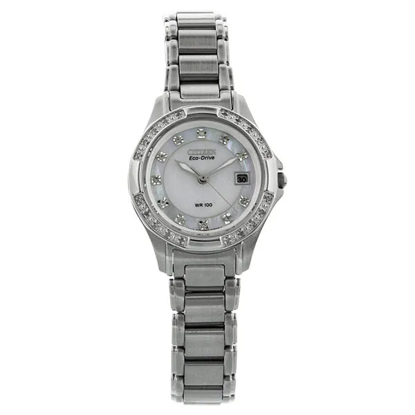 Citizen Silhouette Eco-Drive Diamond Mother of Pearl Dial Stainless Steel Ladies Watch EW2130-51D