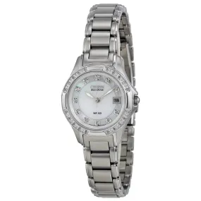 Citizen Silhouette Eco-Drive Diamond Mother of Pearl Dial Stainless Steel Ladies Watch EW2130-51D