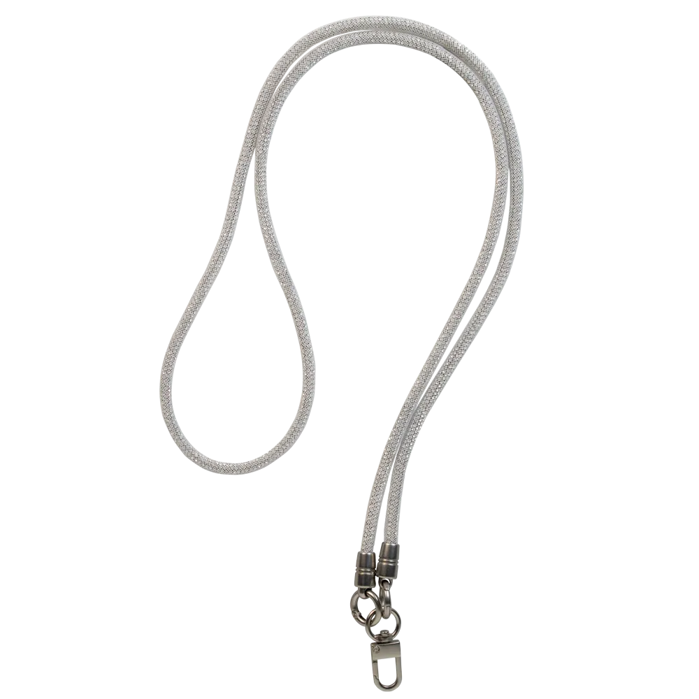 Cordão de Pescoço para Celular com Alça Grande Brilhante - Cinza