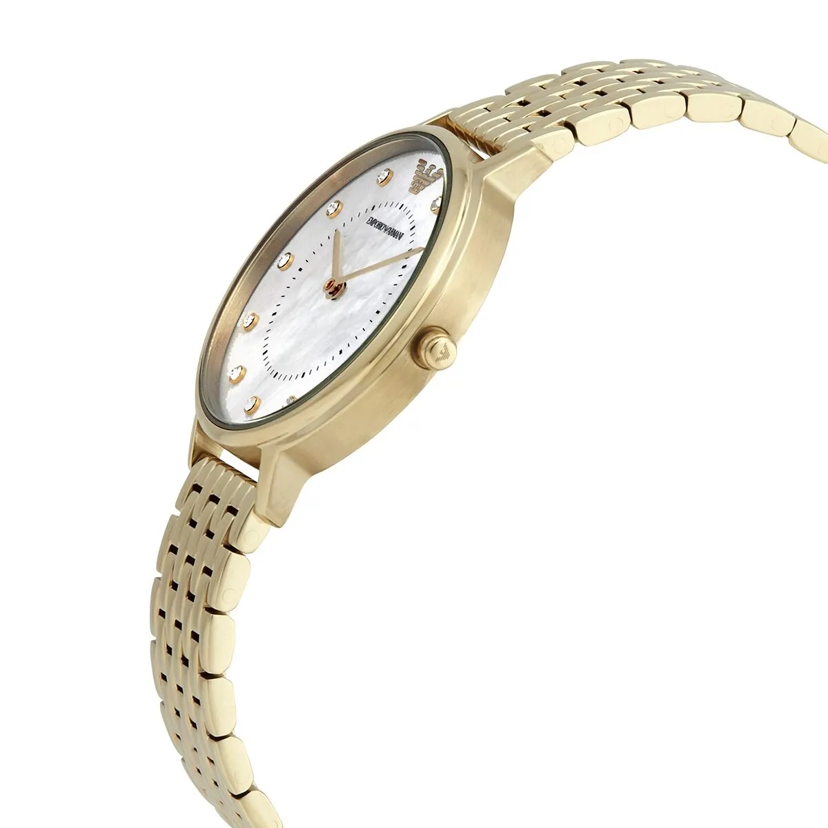 Emporio Armani Quartz Crystal White Mother of Pearl Dial Ladies Watch AR11007