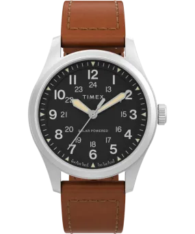 Expedition Field Post Solar 36mm Eco-Friendly Leather Strap Watch
