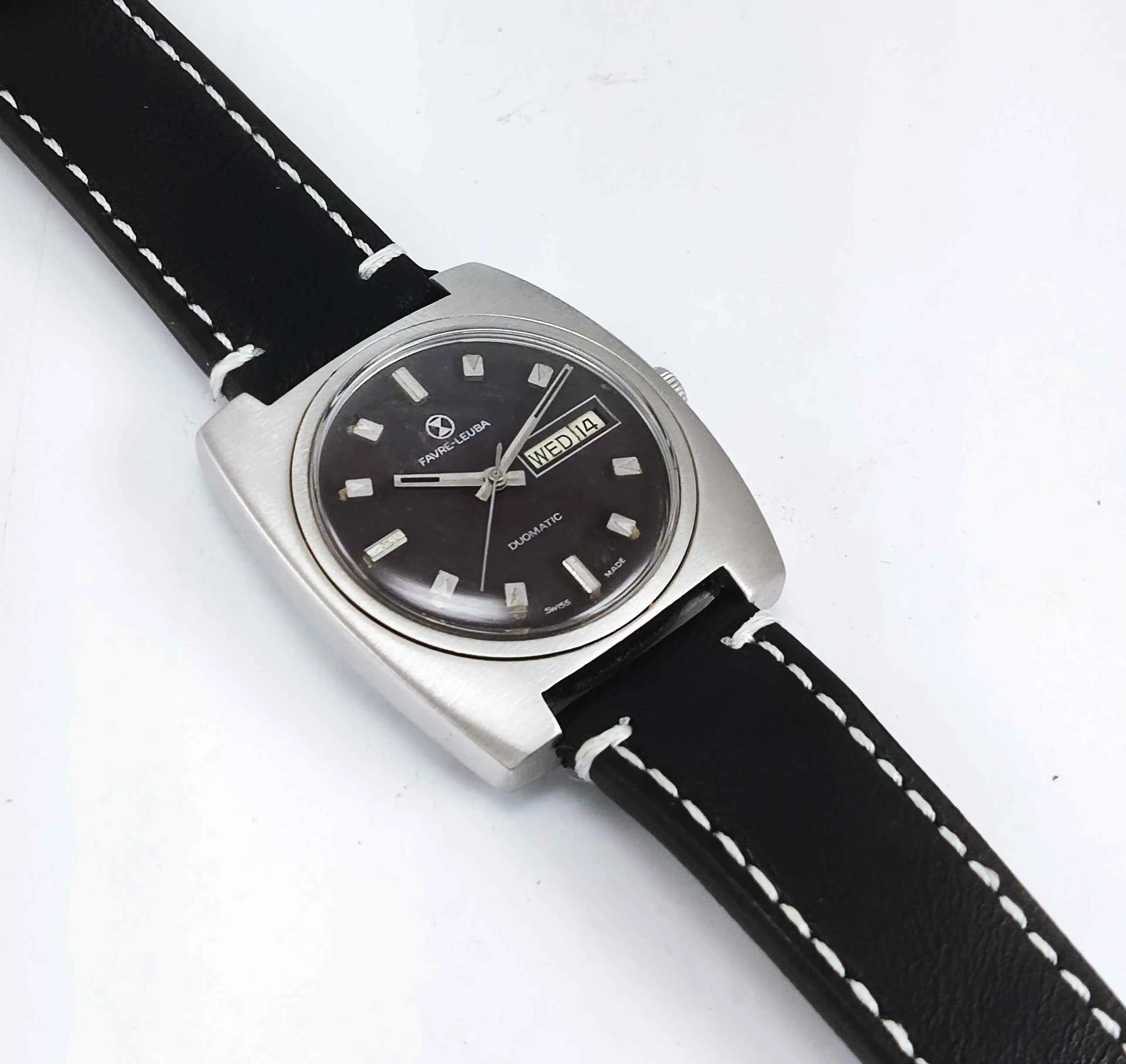 Favre Leuba Duomatic 908 Brown Dial Automatic 17 Jewels Men's Wrist Watch