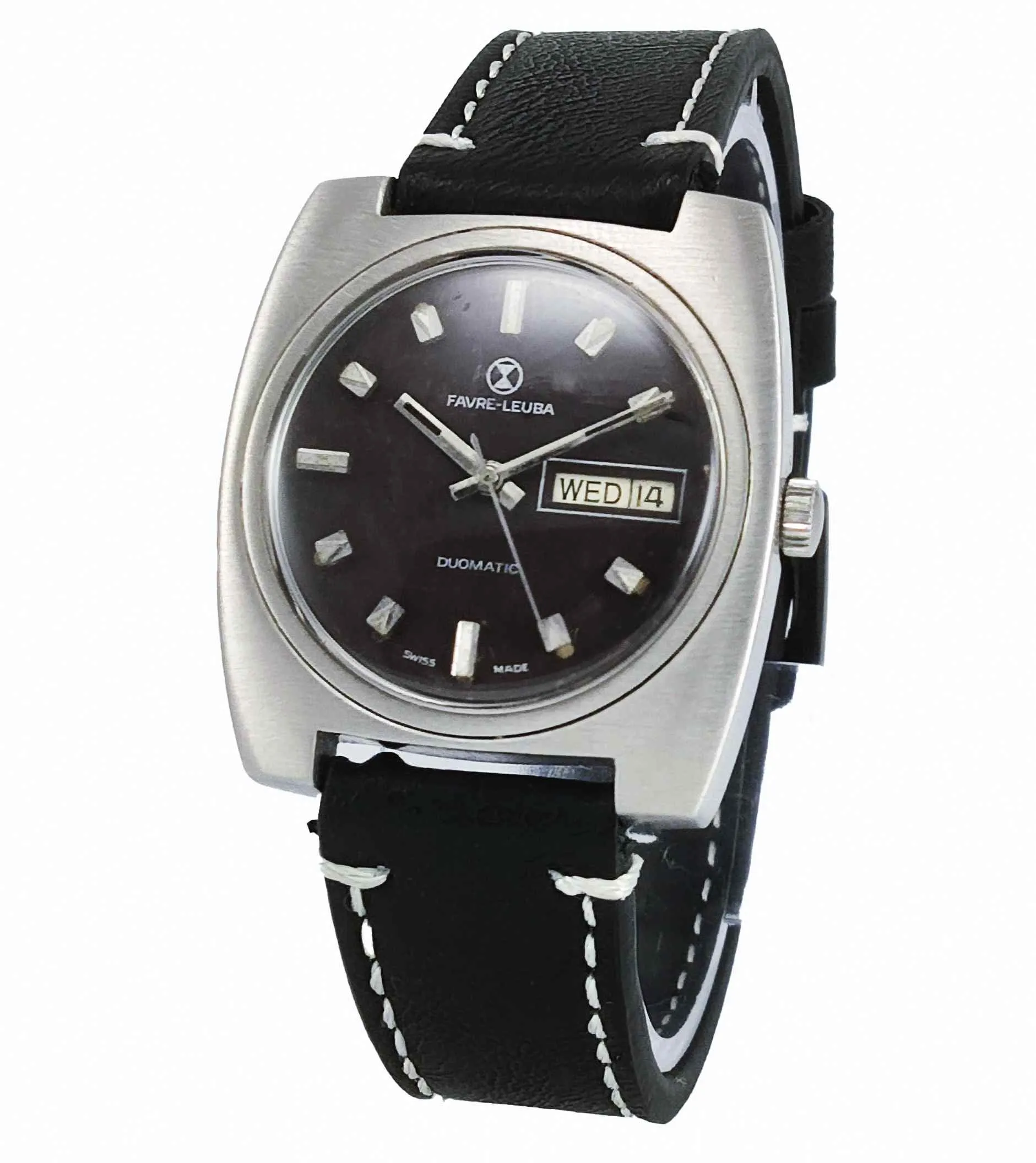 Favre Leuba Duomatic 908 Brown Dial Automatic 17 Jewels Men's Wrist Watch