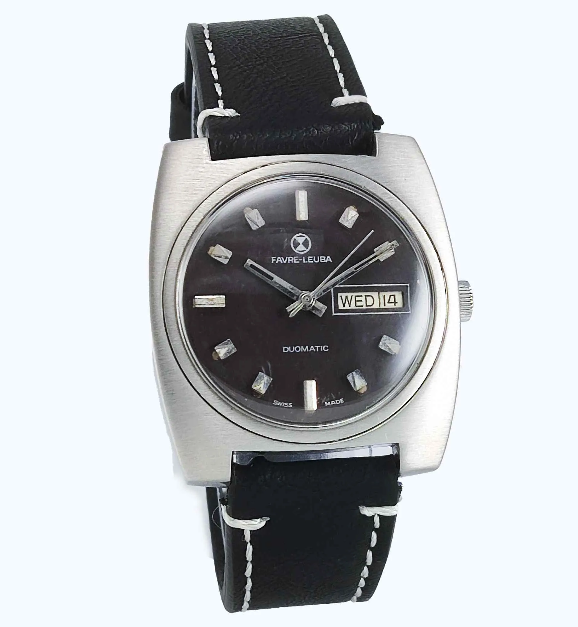 Favre Leuba Duomatic 908 Brown Dial Automatic 17 Jewels Men's Wrist Watch