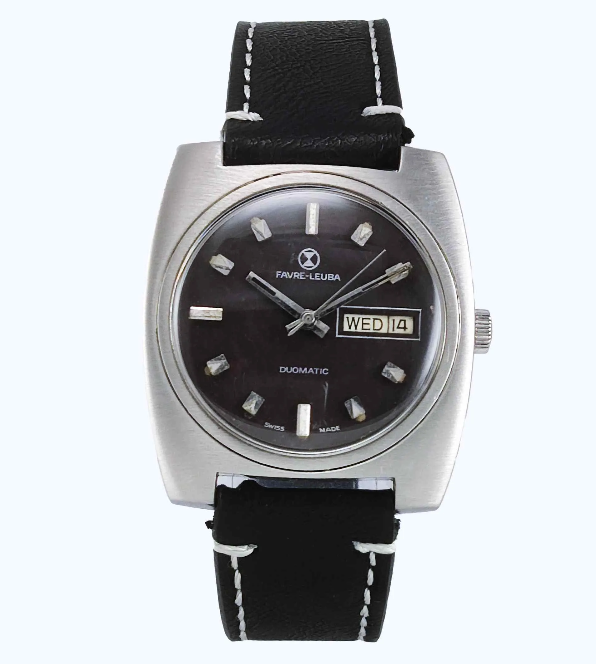 Favre Leuba Duomatic 908 Brown Dial Automatic 17 Jewels Men's Wrist Watch