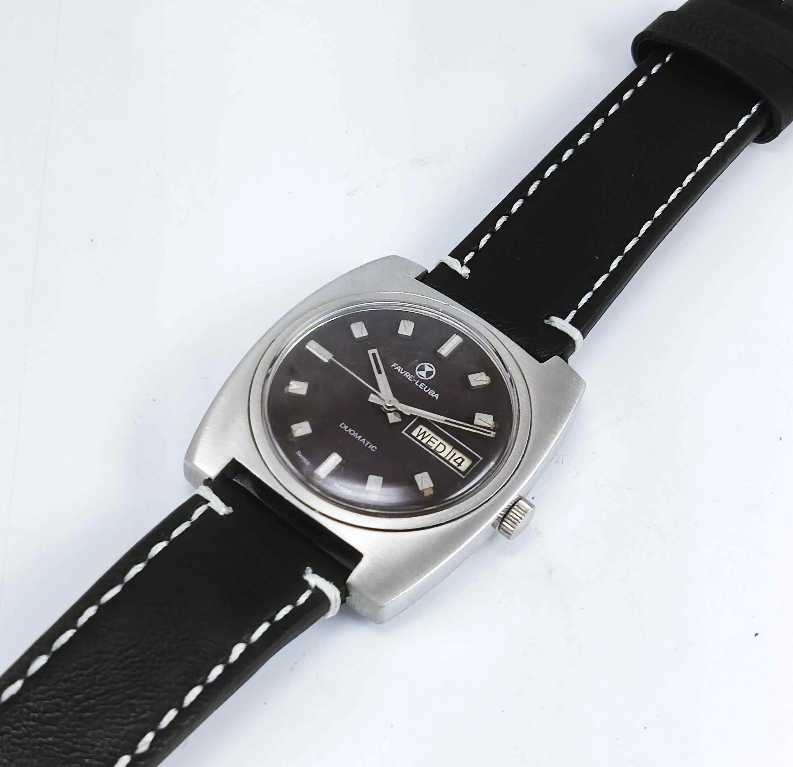 Favre Leuba Duomatic 908 Brown Dial Automatic 17 Jewels Men's Wrist Watch