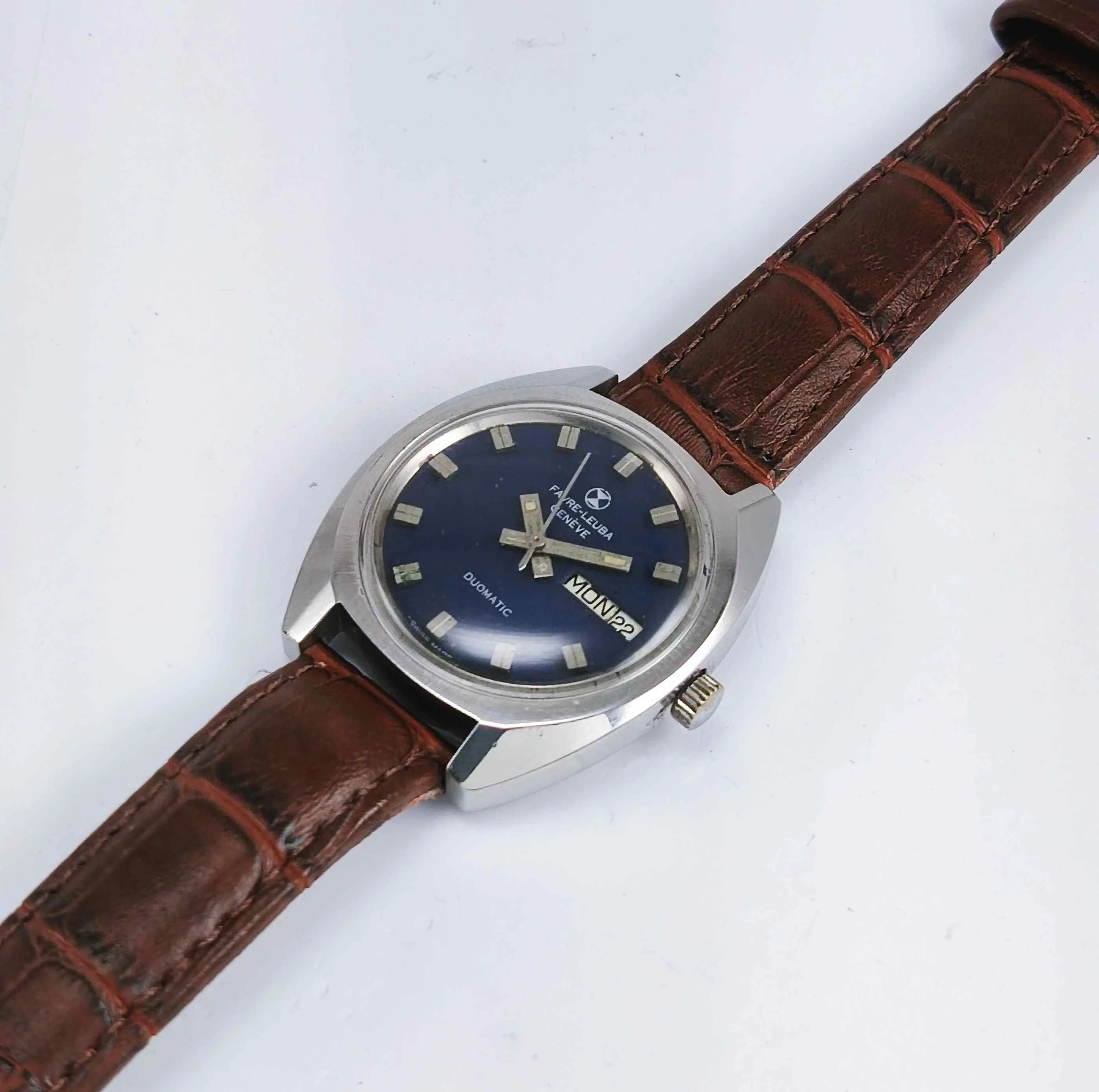 Favre Leuba Duomatic 908 Navy Blue Dial 25 Jewels Men's Automatic Watch