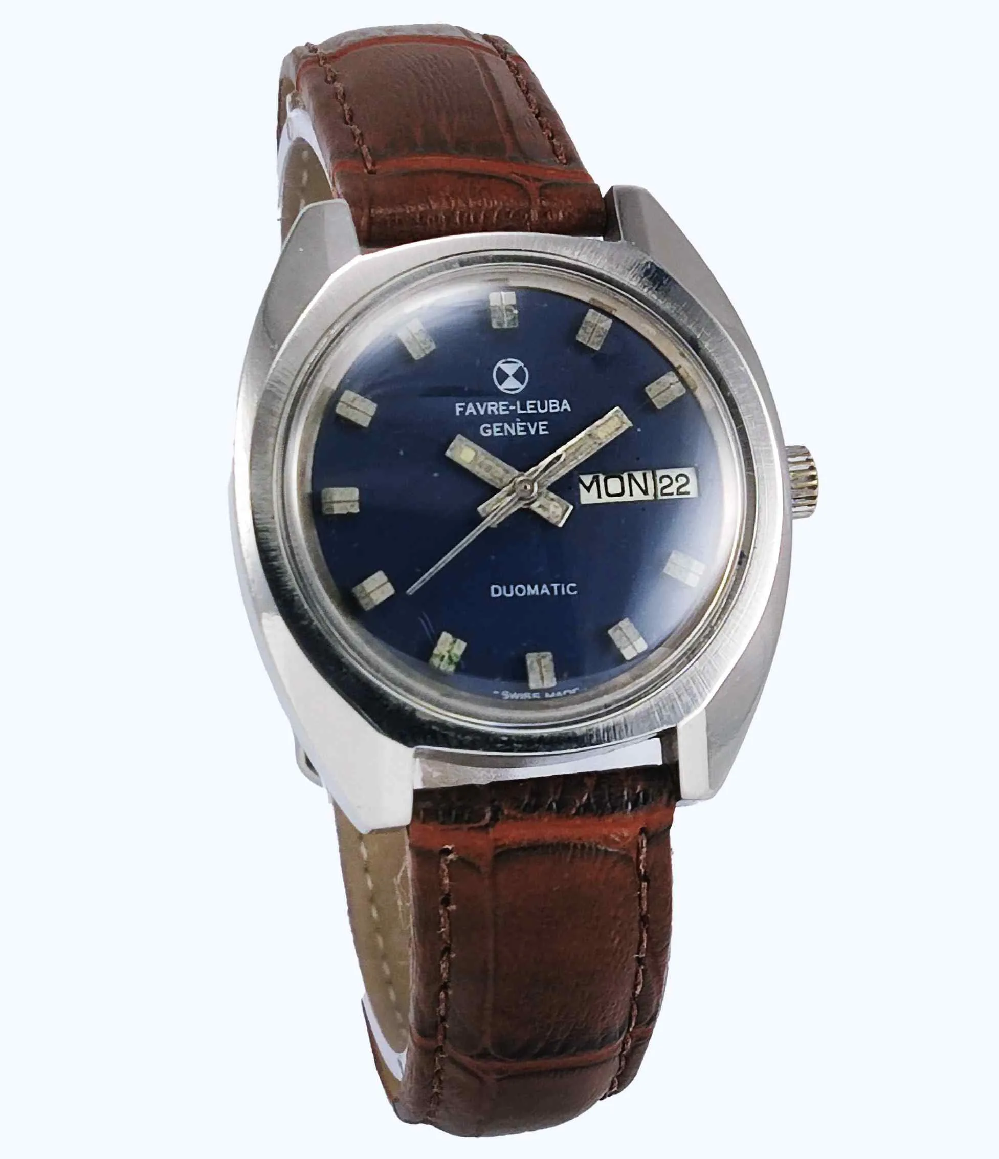 Favre Leuba Duomatic 908 Navy Blue Dial 25 Jewels Men's Automatic Watch