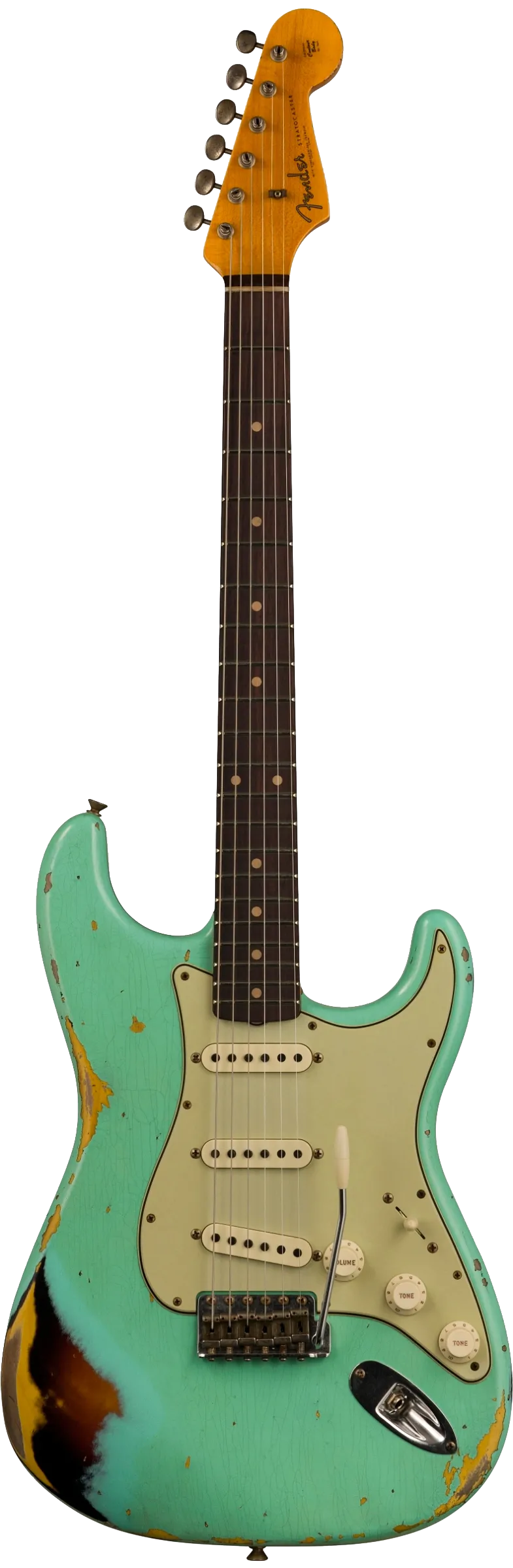 Fender Custom Shop Limited Edition 62 Strat Heavy Relic Faded Aged Sea Foam Green Over 3 Color Sunburst w/case