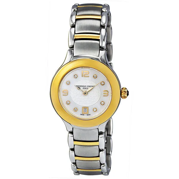 Frederique Constant Carree Mother of Pearl Diamond Two-tone Ladies Watch 220WAD2ER3B FC-220WAD2ER3B