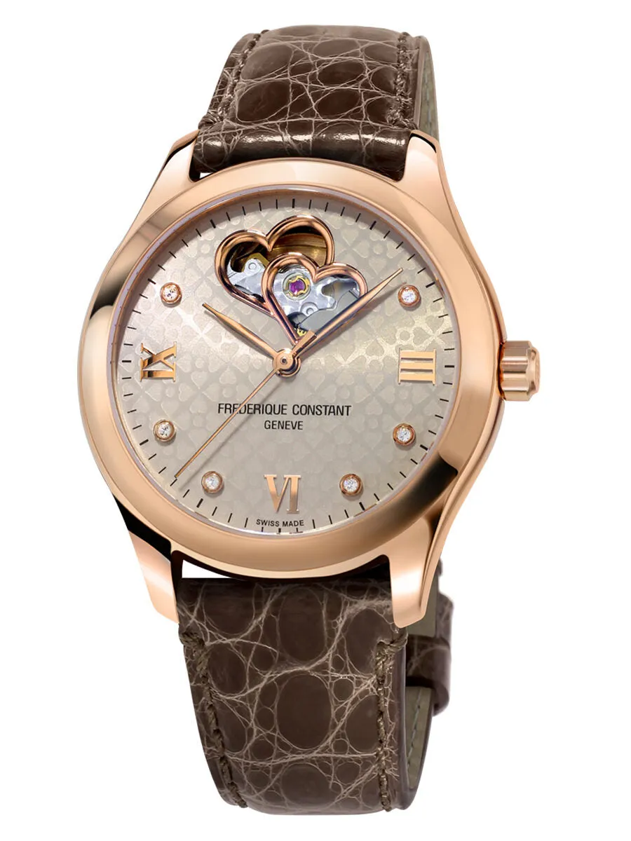 Frederique Constant Double Heart Beat Automatic Diamond Ladies Watch FC-310LGDHB3B4