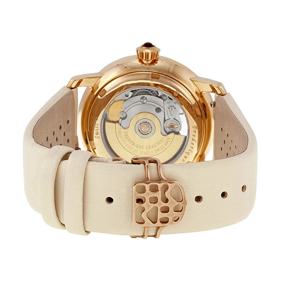 Frederique Constant Heart Beat Automatic White and Diamond Dial White Strap Ladies Watch FC-310LHB2P9