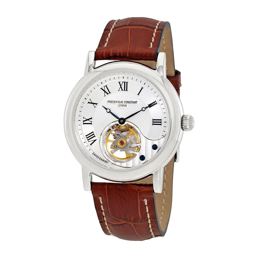 Frederique Constant Heart Beat Classics Silver Dial Men's Leather Watch FC-910MC3H6
