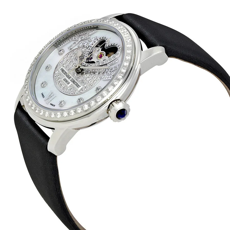 Frederique Constant White Guilloche Heart Diamond Ladies Watch FC-310SQPV2PD6