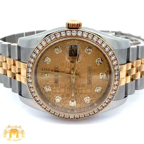 Full Factory 36mm Rolex Diamond Watch with Two-tone Jubilee Bracelet (champagne dial)