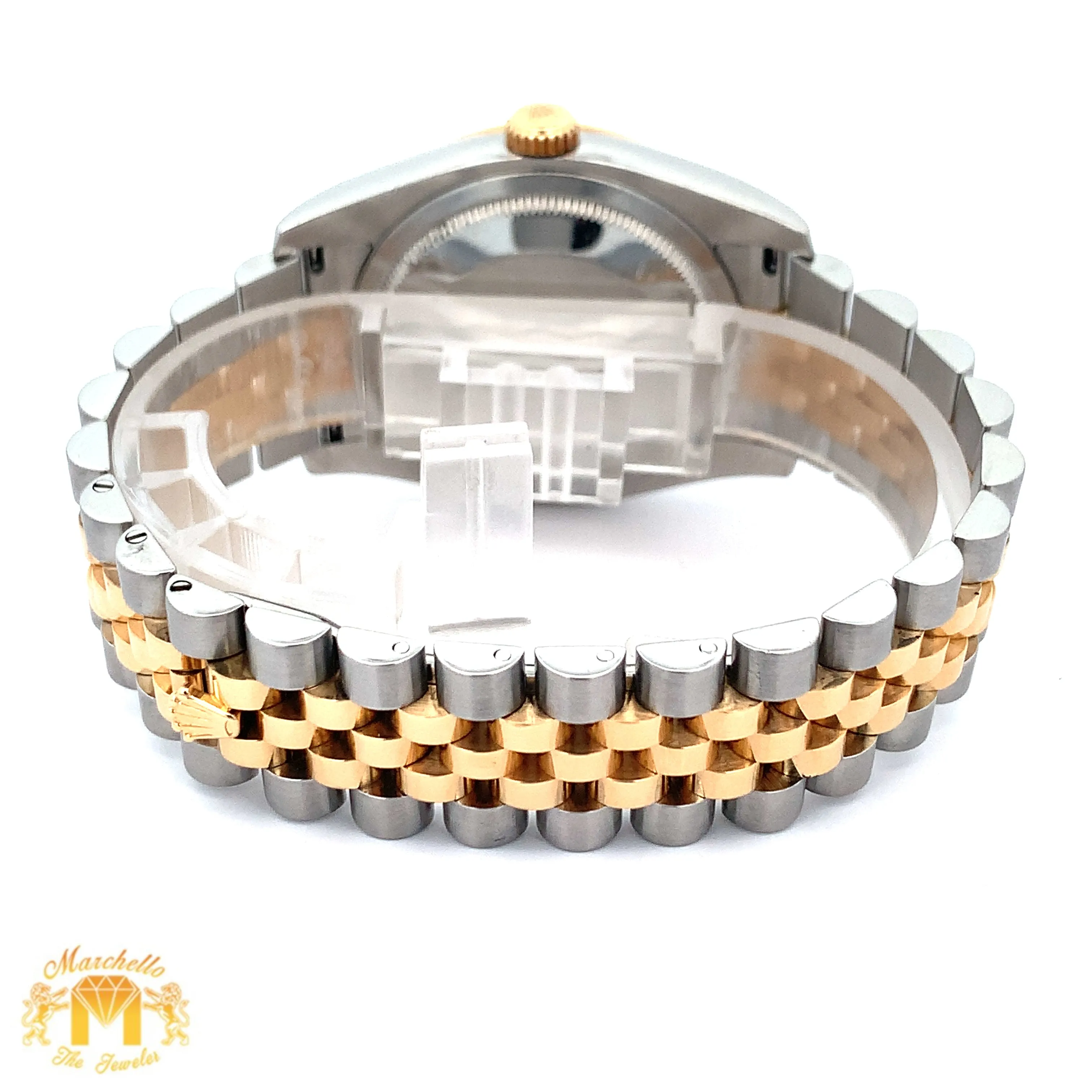 Full Factory 36mm Rolex Diamond Watch with Two-tone Jubilee Bracelet (champagne dial)