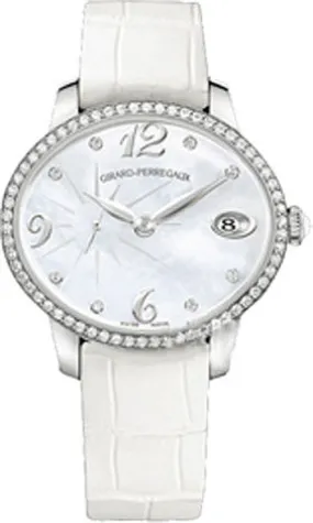 Girard Perregaux Cats Eye Mother of Pearl Dial 18kt White Gold Leather Ladies Watch 80484D53A761-BK7A