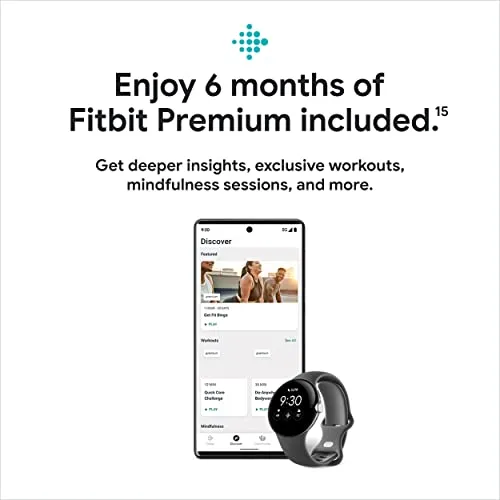 Google Pixel Watch - Android Smartwatch with Fitbit Activity Tracking - Heart Rate Tracking Watch - Matte Black Stainless Steel case with Obsidian Active band - WiFi