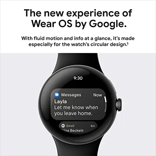 Google Pixel Watch - Android Smartwatch with Fitbit Activity Tracking - Heart Rate Tracking Watch - Matte Black Stainless Steel case with Obsidian Active band - WiFi