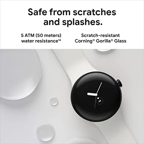 Google Pixel Watch - Android Smartwatch with Fitbit Activity Tracking - Heart Rate Tracking Watch - Matte Black Stainless Steel case with Obsidian Active band - WiFi