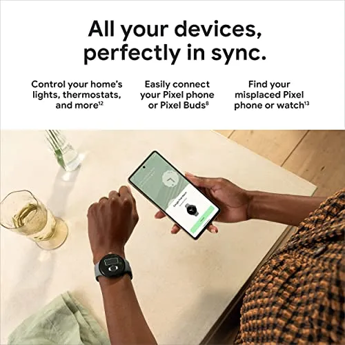 Google Pixel Watch - Android Smartwatch with Fitbit Activity Tracking - Heart Rate Tracking Watch - Matte Black Stainless Steel case with Obsidian Active band - WiFi