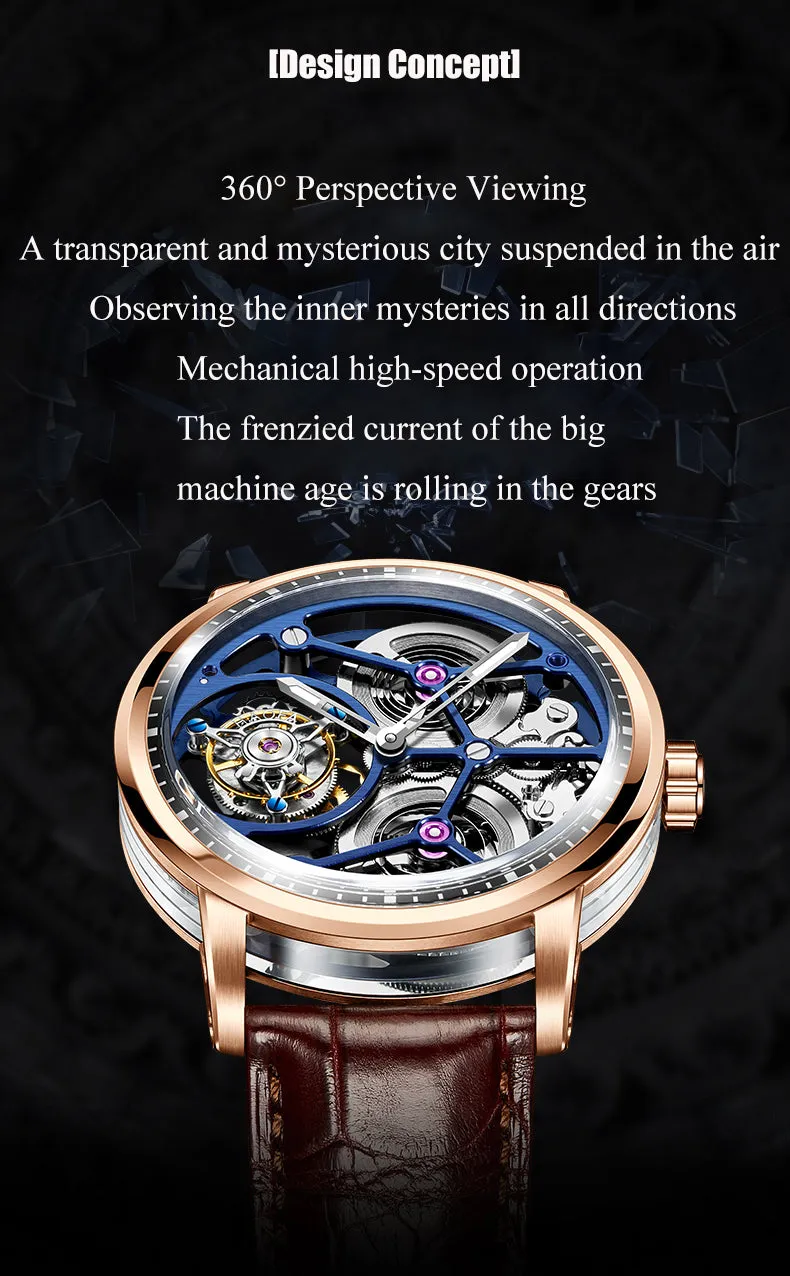 HAOFA Sapphire Middle Case Double Barrel Tourbillon Watch 1945