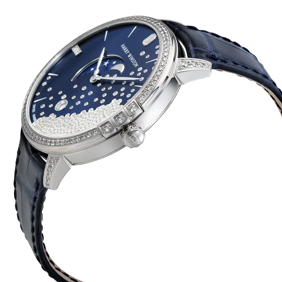 Harry Winston Midnight Diamond Drops Blue Dial 18K White Gold Watch MIDQMP39WW004