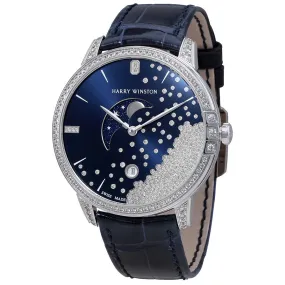 Harry Winston Midnight Diamond Drops Blue Dial 18K White Gold Watch MIDQMP39WW004