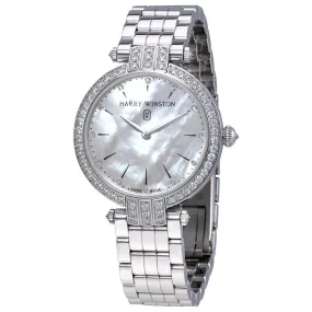 Harry Winston Premier Mother Of Pearl Dial Ladies 18K White Gold Watch PRNQHM31WW003