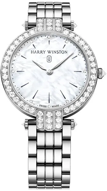 Harry Winston Premier Mother of Pearl Diamond Dial Ladies 18k White Gold Watch PRNQHM36WW017