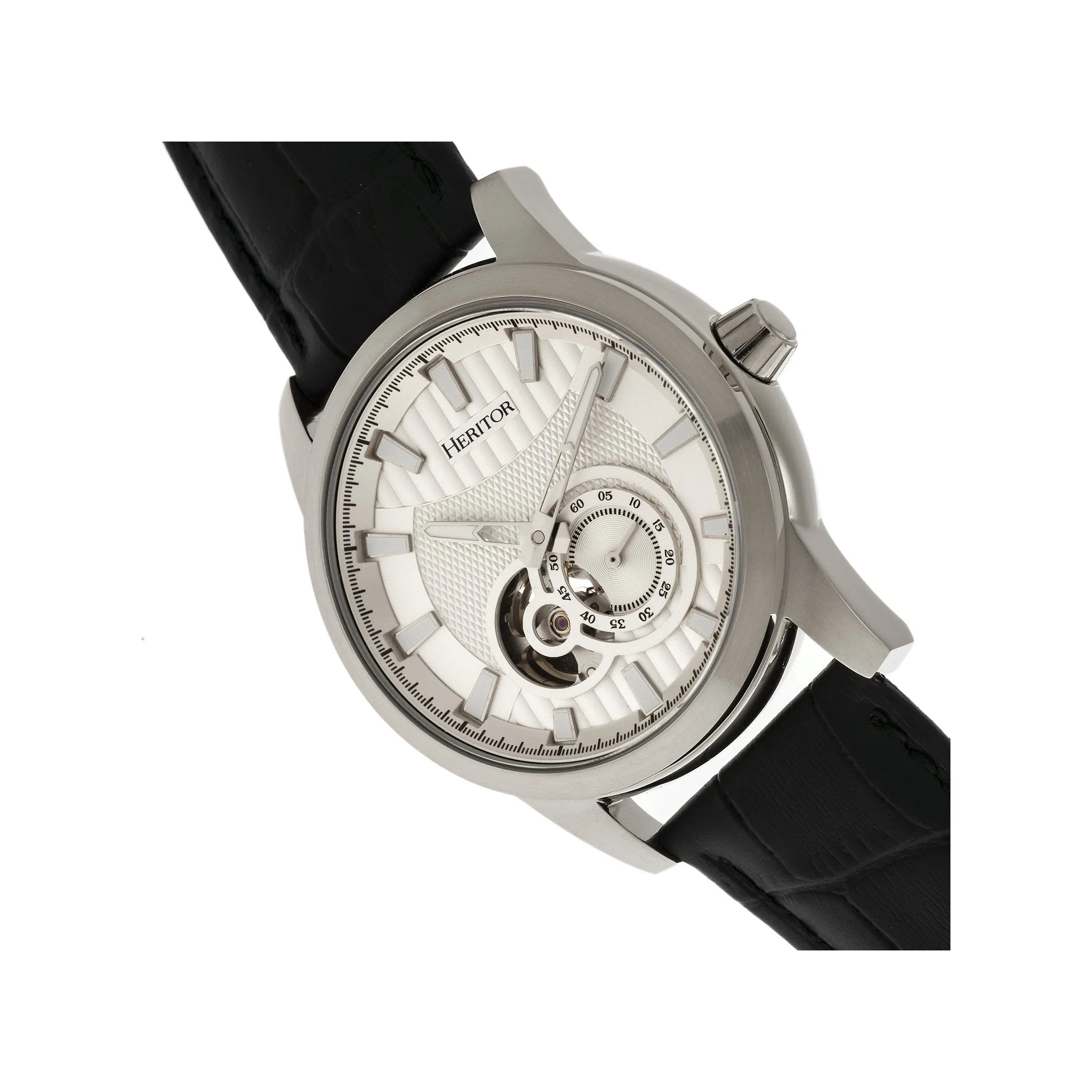 Heritor Automatic Davidson Semi-Skeleton Leather-Band Watch