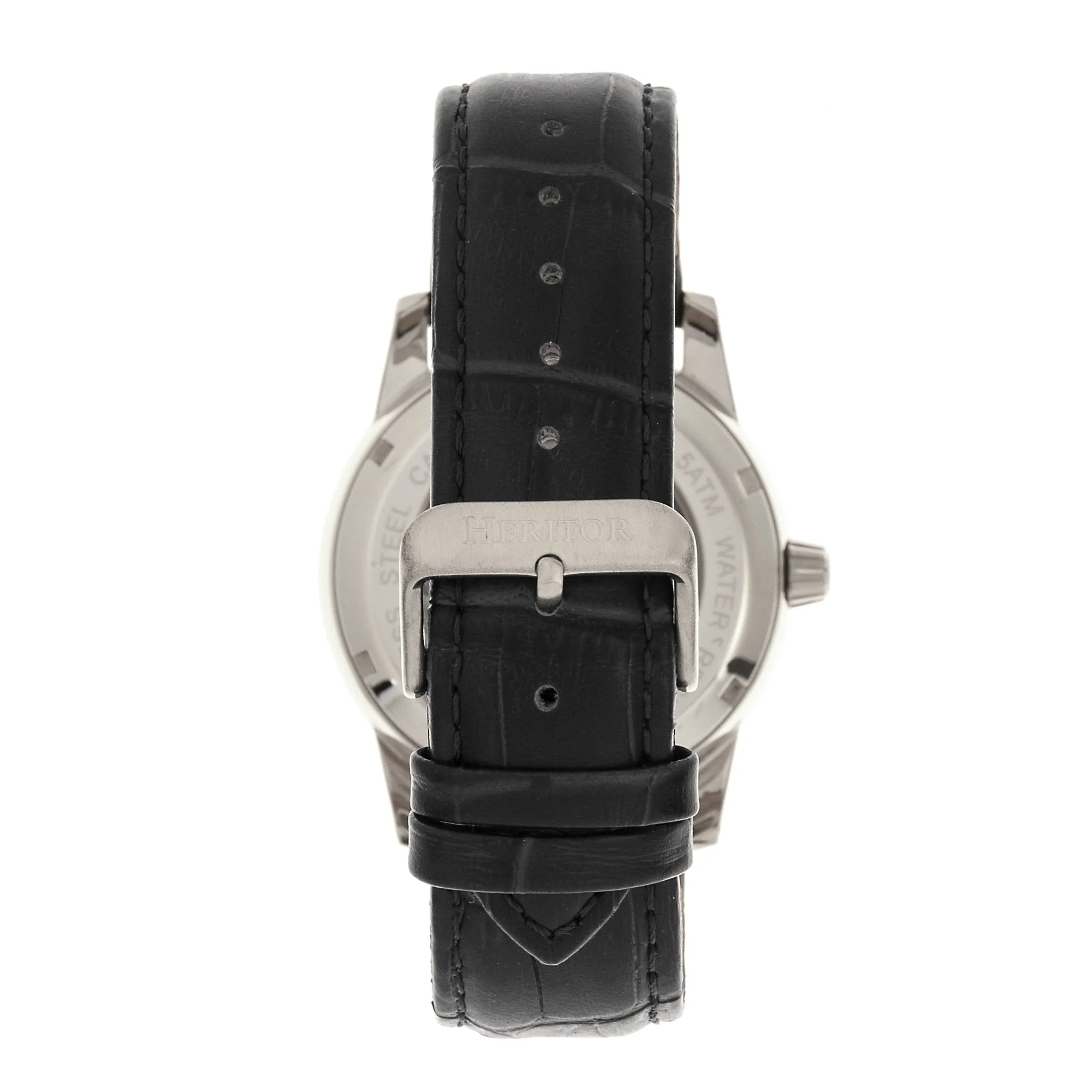 Heritor Automatic Davidson Semi-Skeleton Leather-Band Watch