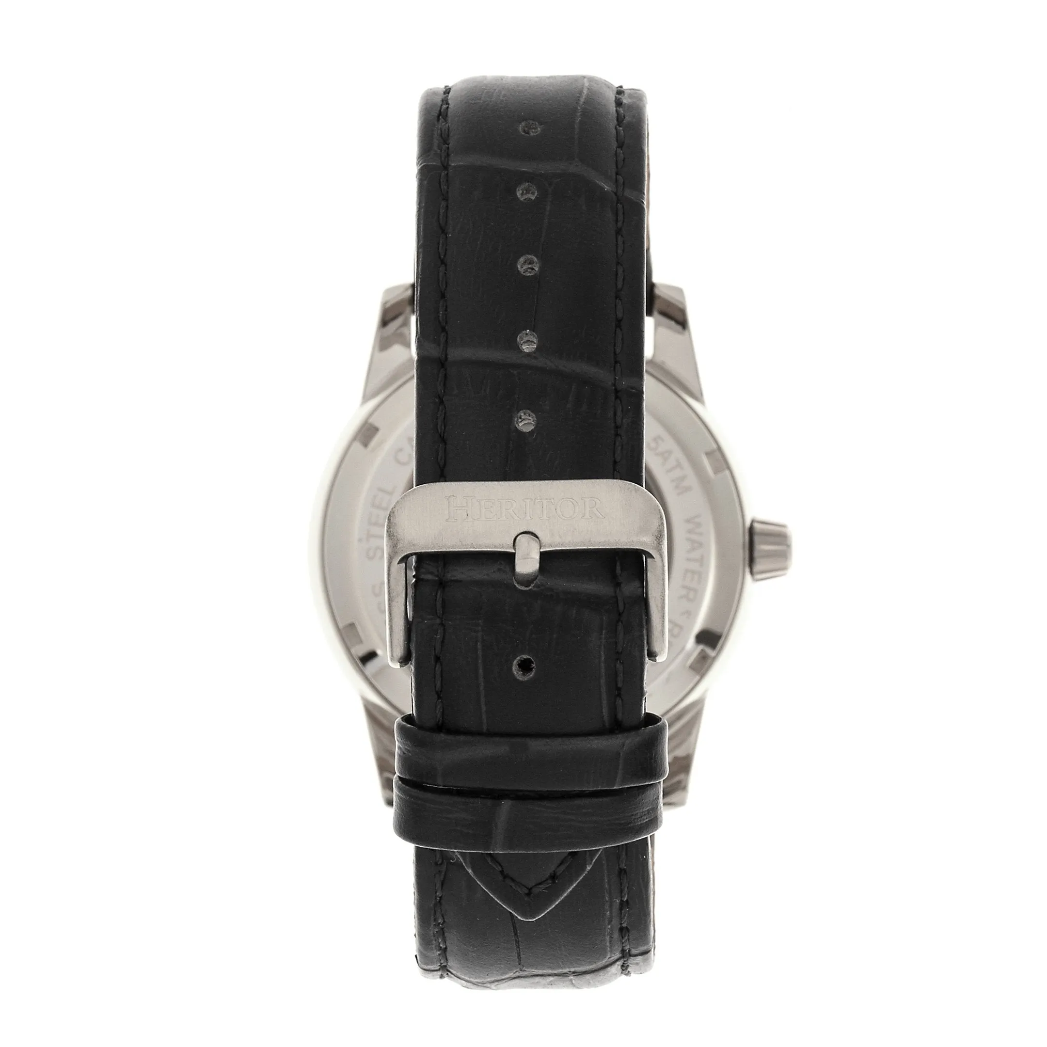 Heritor Automatic Davidson Semi-Skeleton Leather-Band Watch