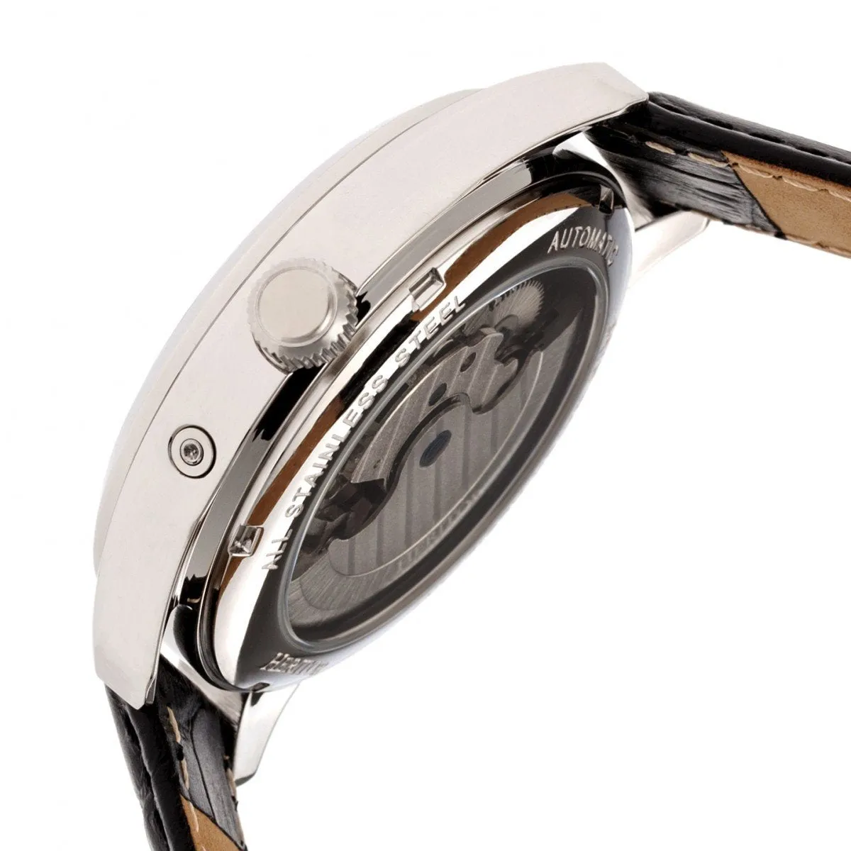 Heritor Automatic Sebastian Semi-Skeleton Leather-Band Watch
