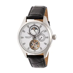 Heritor Automatic Sebastian Semi-Skeleton Leather-Band Watch