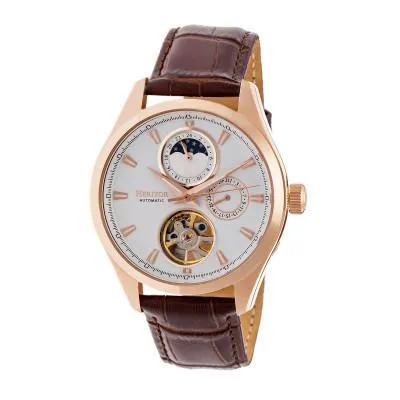 Heritor Automatic Sebastian Semi-Skeleton Leather-Band Watch
