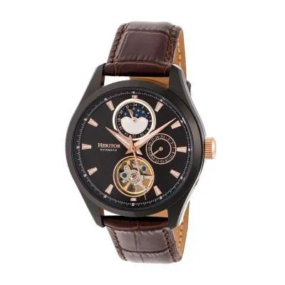 Heritor Automatic Sebastian Semi-Skeleton Leather-Band Watch