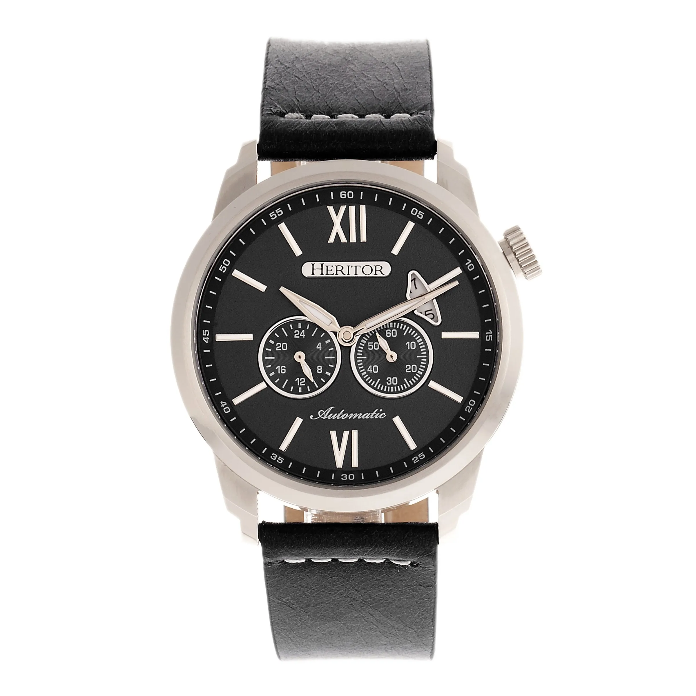 Heritor Automatic Wellington Leather-Band Watch