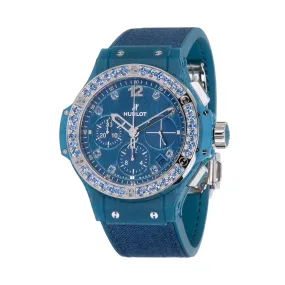 Hublot Tutti Frutti Linen Chronograph Automatic Diamond Blue Dial Ladies Watch 341.XL.2770.NR.1201