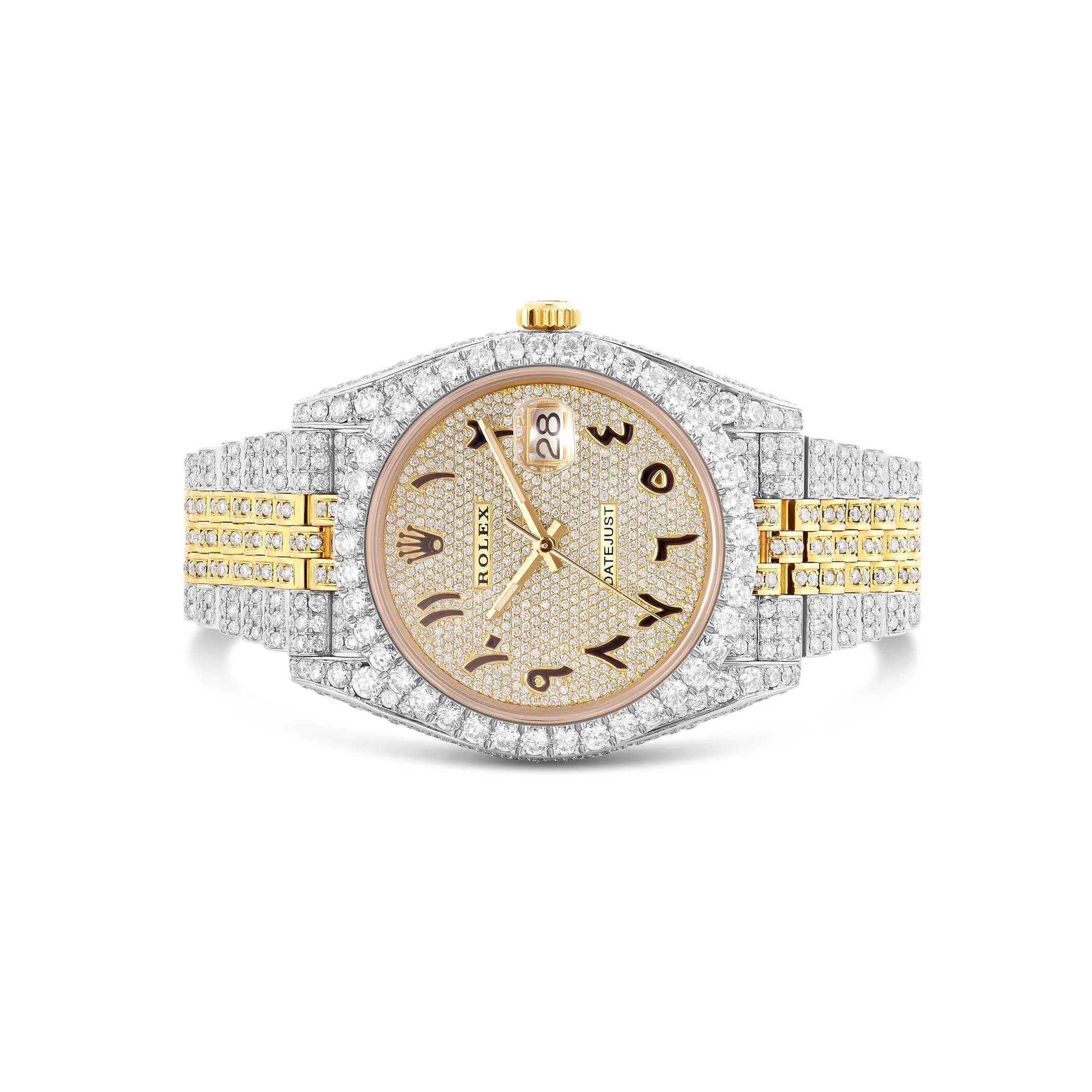 Iced Out Rolex DateJust 36 mm with Full Diamond Arabic Dial; 10 carats
