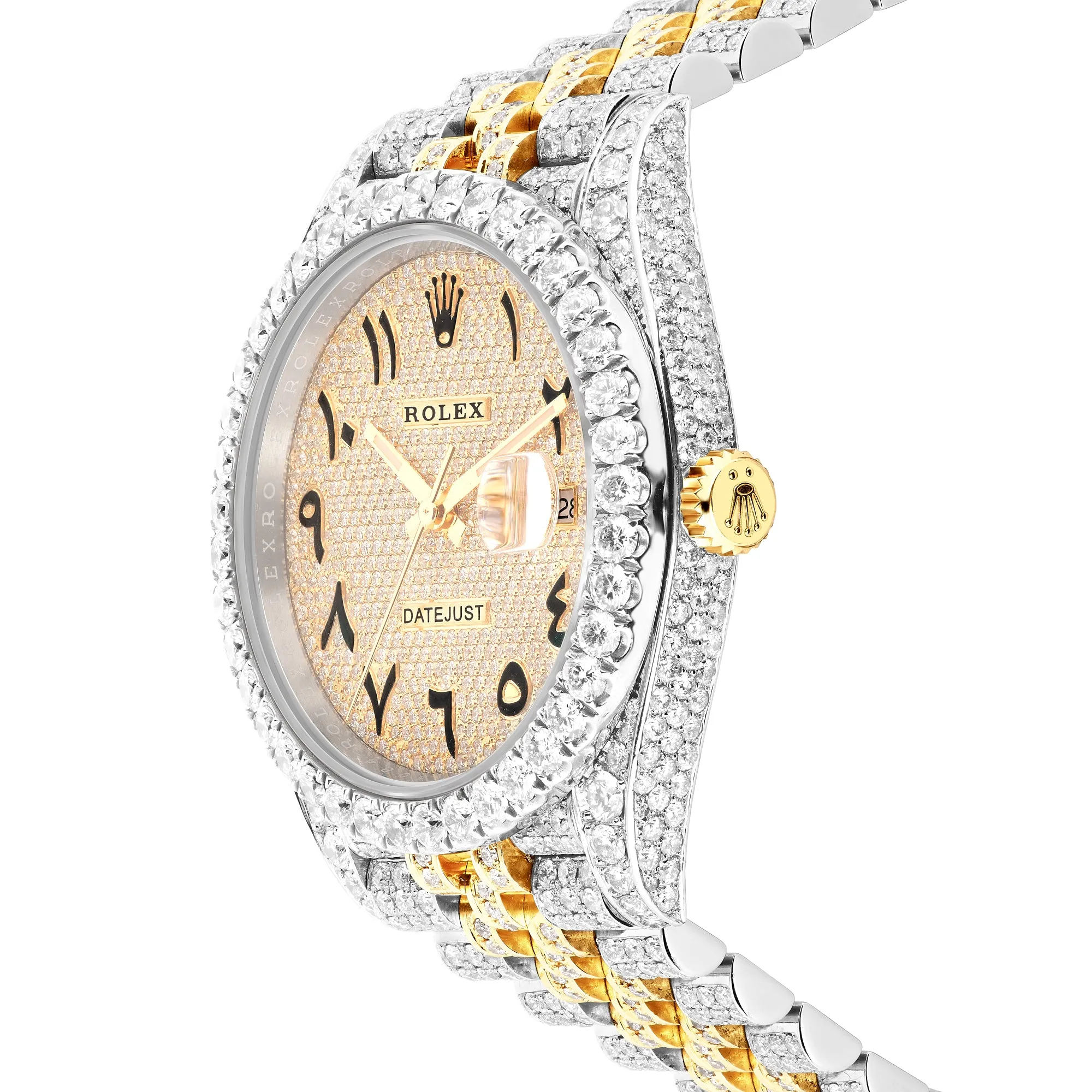 Iced Out Rolex DateJust 36 mm with Full Diamond Arabic Dial; 10 carats