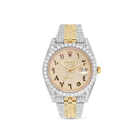 Iced Out Rolex DateJust 36 mm with Full Diamond Arabic Dial; 10 carats