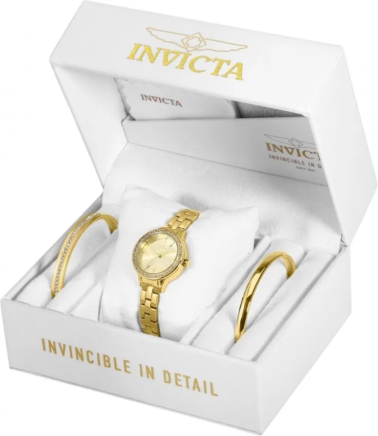 Invicta Angel Quartz Crystal Gold Dial Ladies Watch 29310
