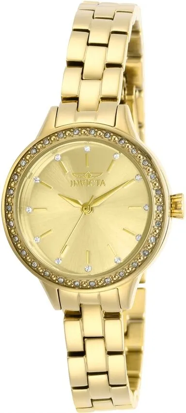 Invicta Angel Quartz Crystal Gold Dial Ladies Watch 29310