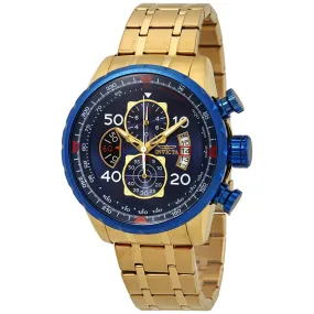 Invicta Aviator Chronograph Blue Dial 18kt Gold-plated Men's Watch 19173