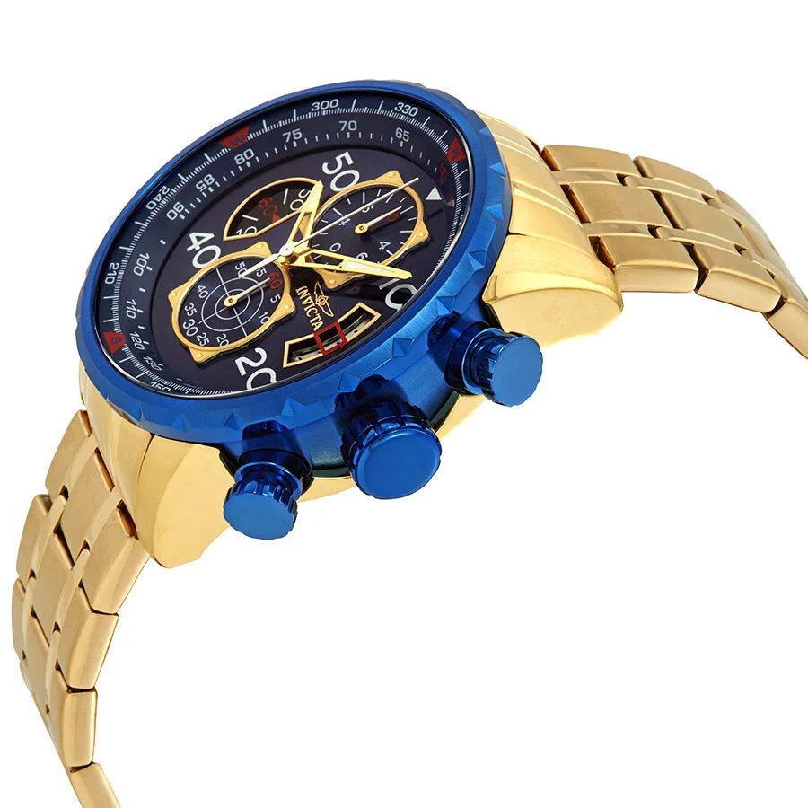 Invicta Aviator Chronograph Blue Dial 18kt Gold-plated Men's Watch 19173