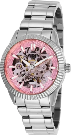 Invicta Objet D Art Automatic Pink Skeleton Dial Ladies Watch 26360