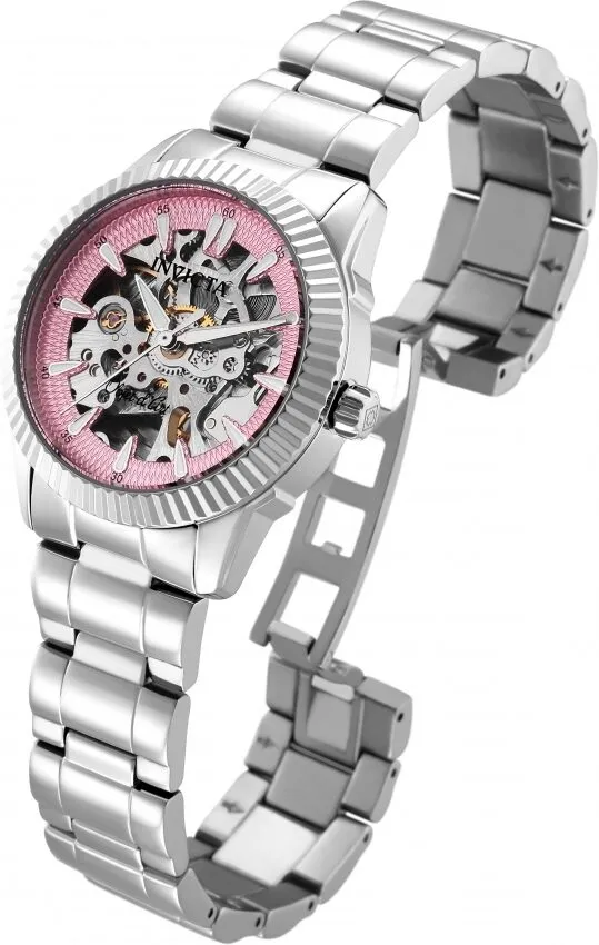 Invicta Objet D Art Automatic Pink Skeleton Dial Ladies Watch 26360