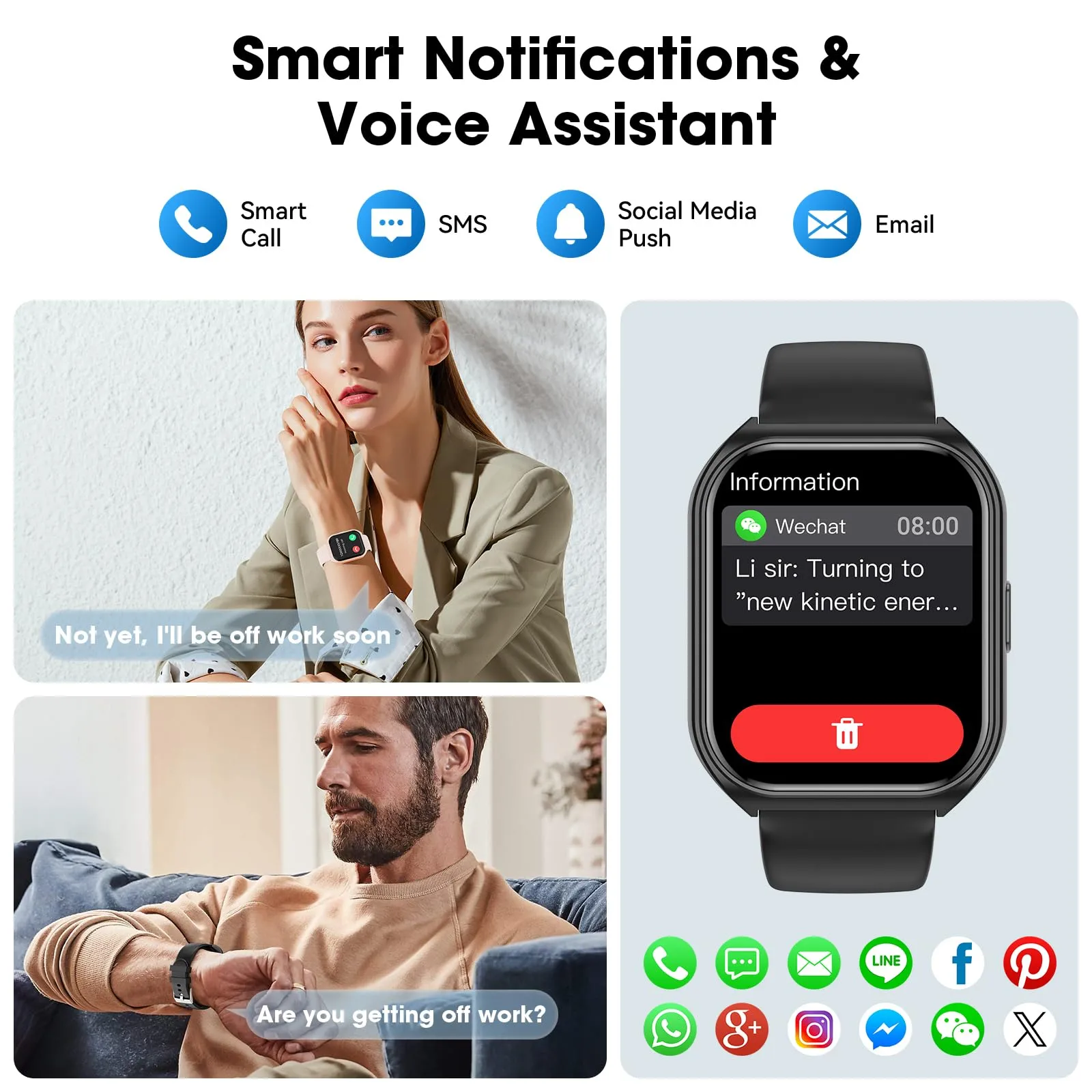 Joautrial Smart Watch for Men Women, 1.85" HD Smartwatch (Answer/Make Call),Activity Fitness Tracker with Heart Rate Sleep Monitor Pedometer,100  Sport Modes, Fitness Watch for Android iPhone (Black)