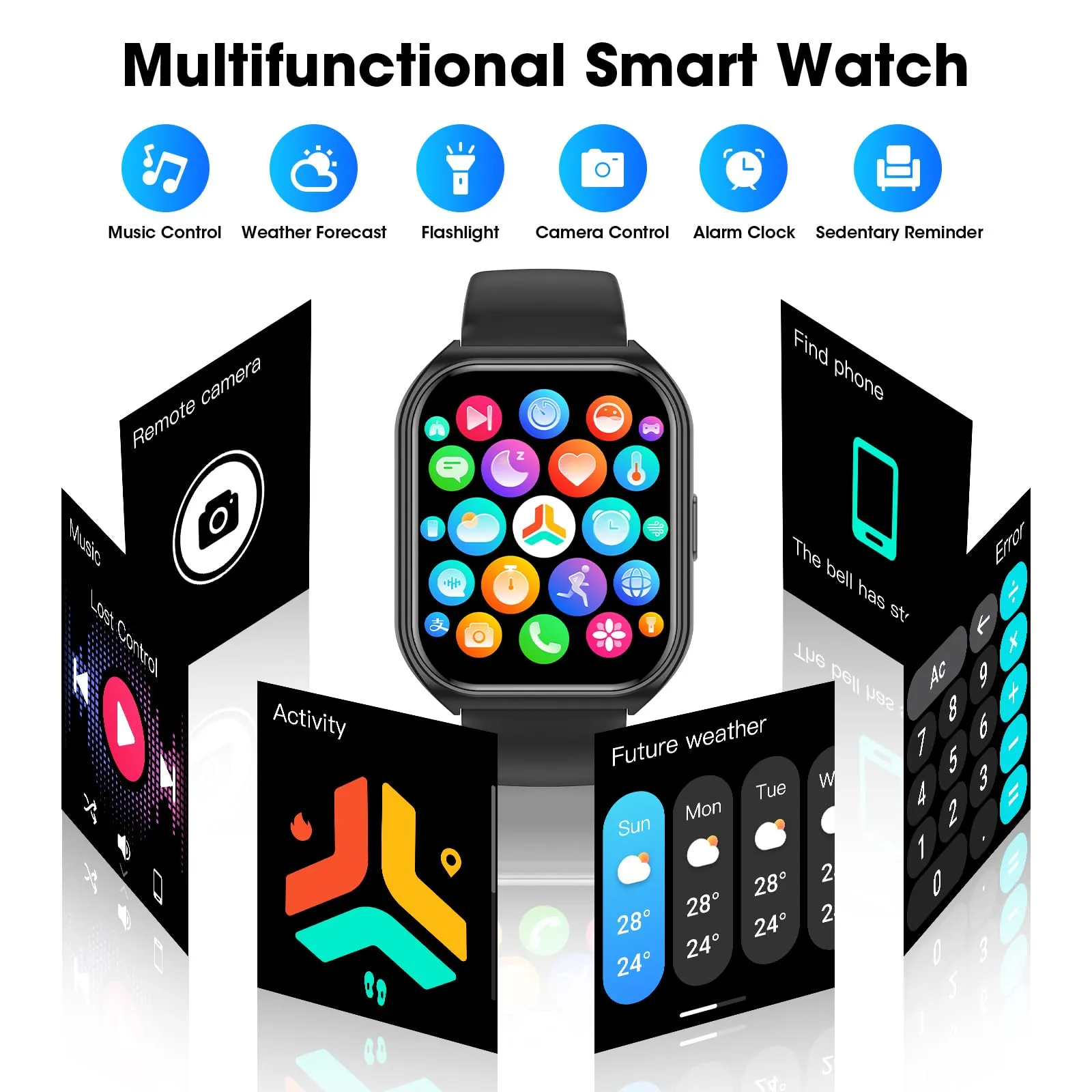 Joautrial Smart Watch for Men Women, 1.85" HD Smartwatch (Answer/Make Call),Activity Fitness Tracker with Heart Rate Sleep Monitor Pedometer,100  Sport Modes, Fitness Watch for Android iPhone (Black)
